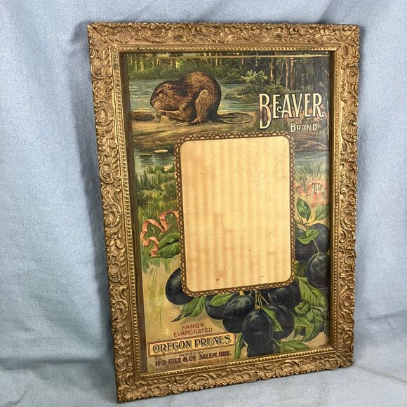 Antique 1909 Calendar in Ornate Gesso Frame Beaver Prunes HS Gile Salem Oregon - Picture 3 of 8